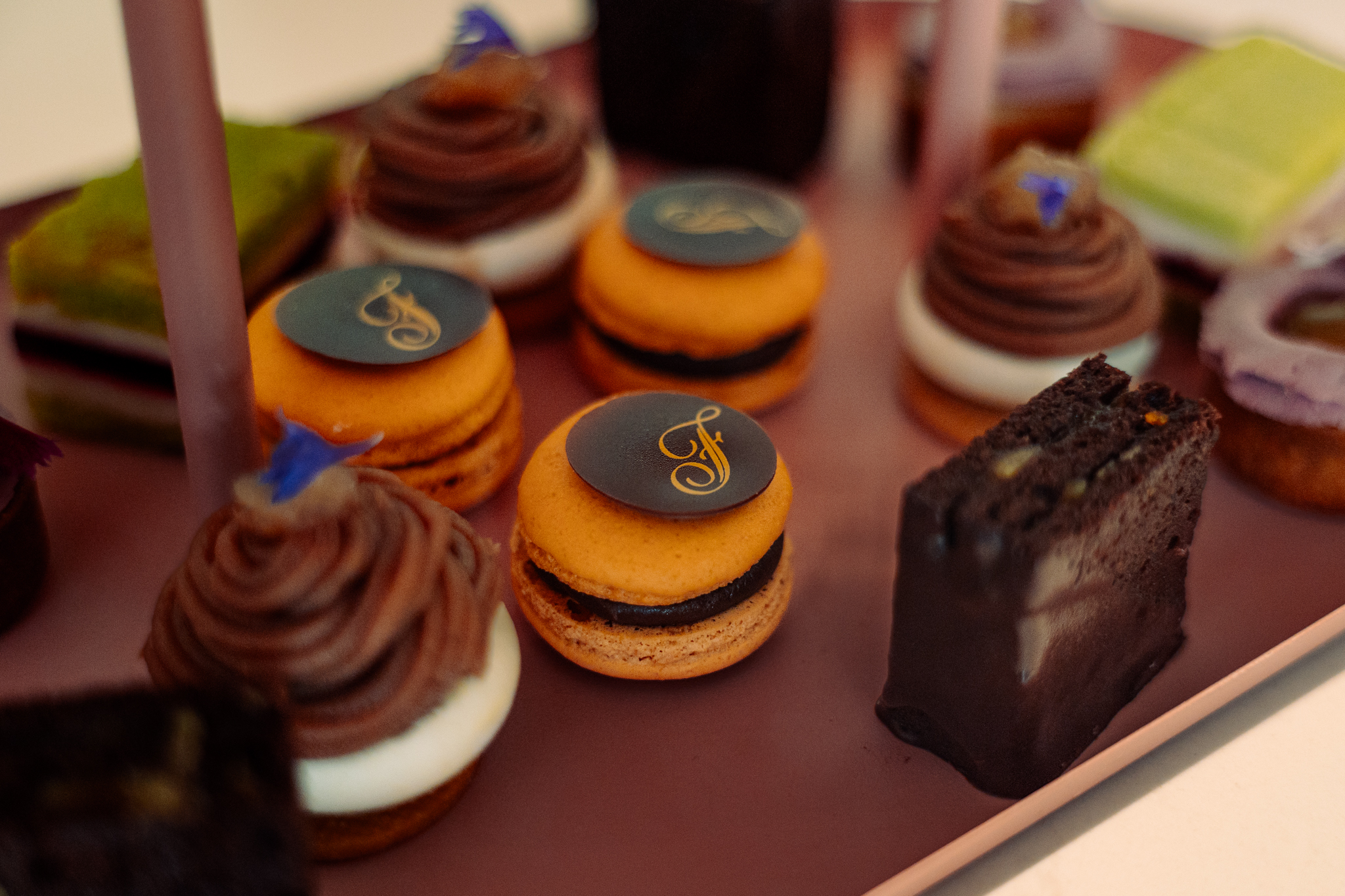 a tray of desserts