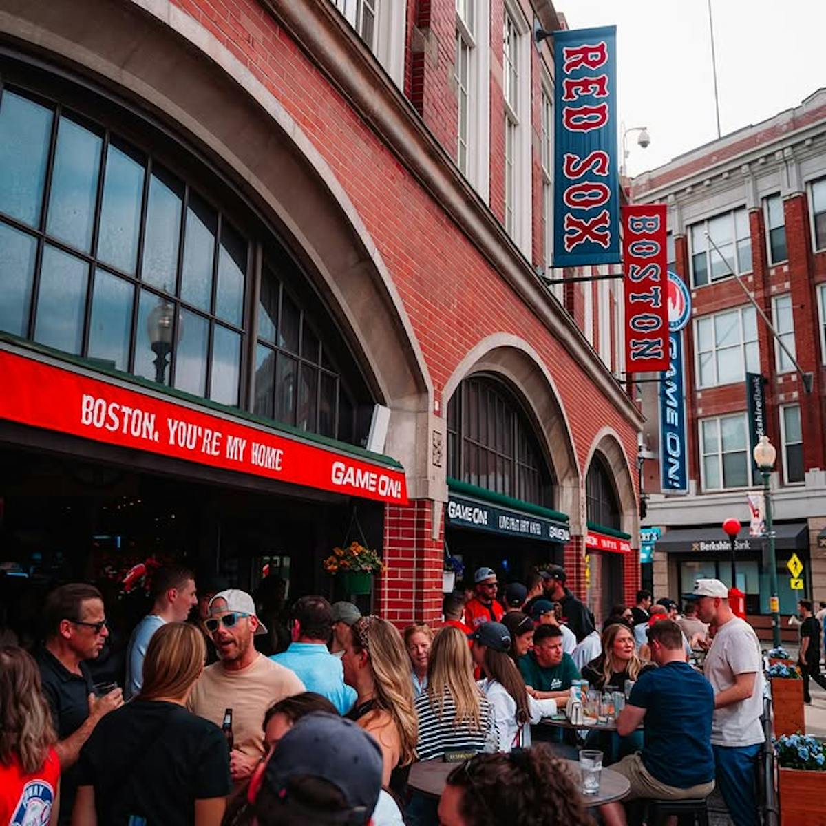 People outside of Game On in Fenway