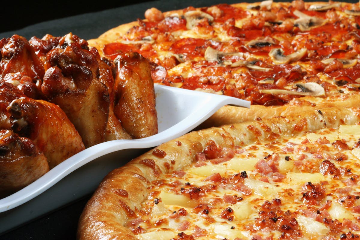 pizza and chicken wings