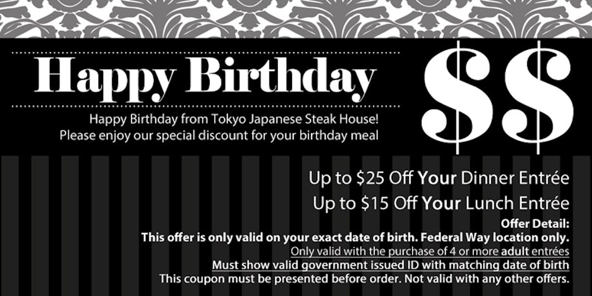Birthday Discount | Tokyo Japanese Steakhouse
