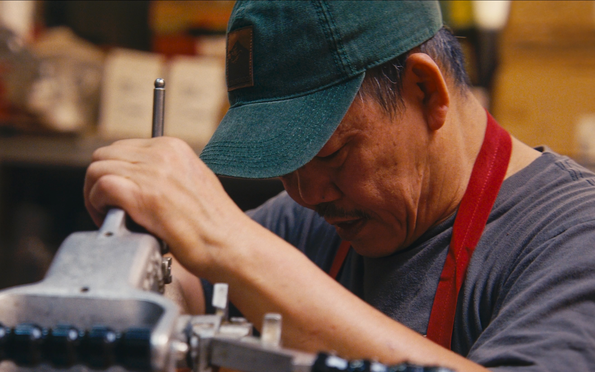 a man is using a machine