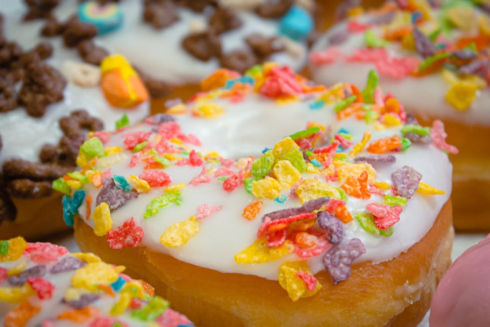 a close up of a piece of cake