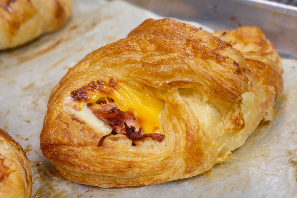 a close up of a piece of food