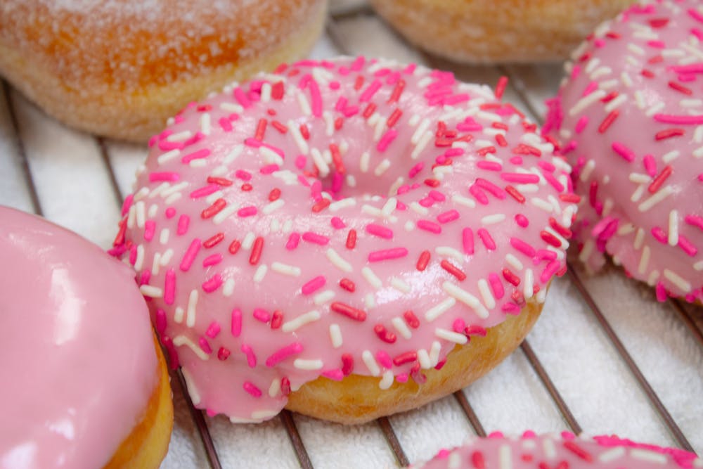 a close up of a doughnut