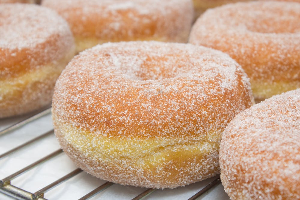 a donut covered in snow