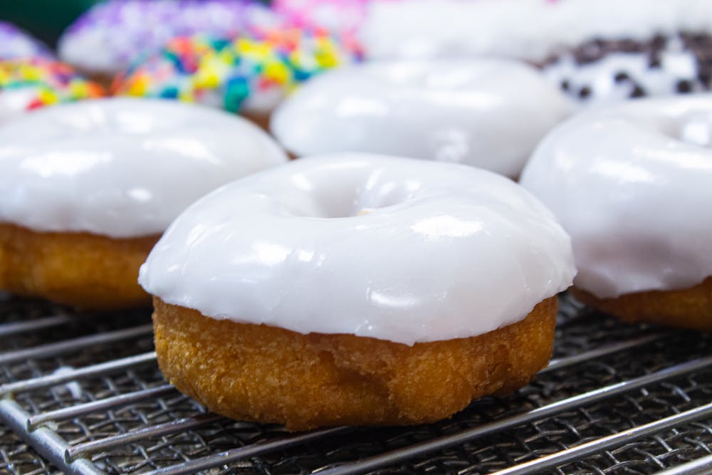 a close up of a doughnut