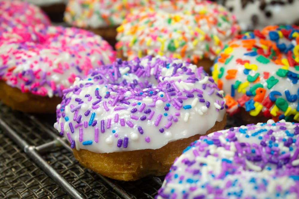 a close up of a doughnut