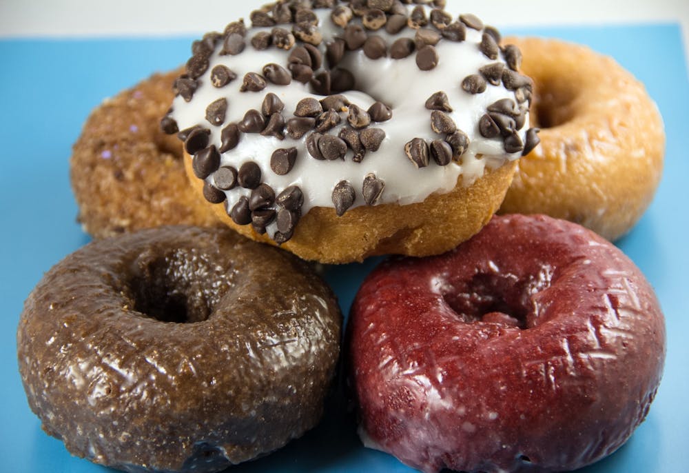 a close up of a doughnut