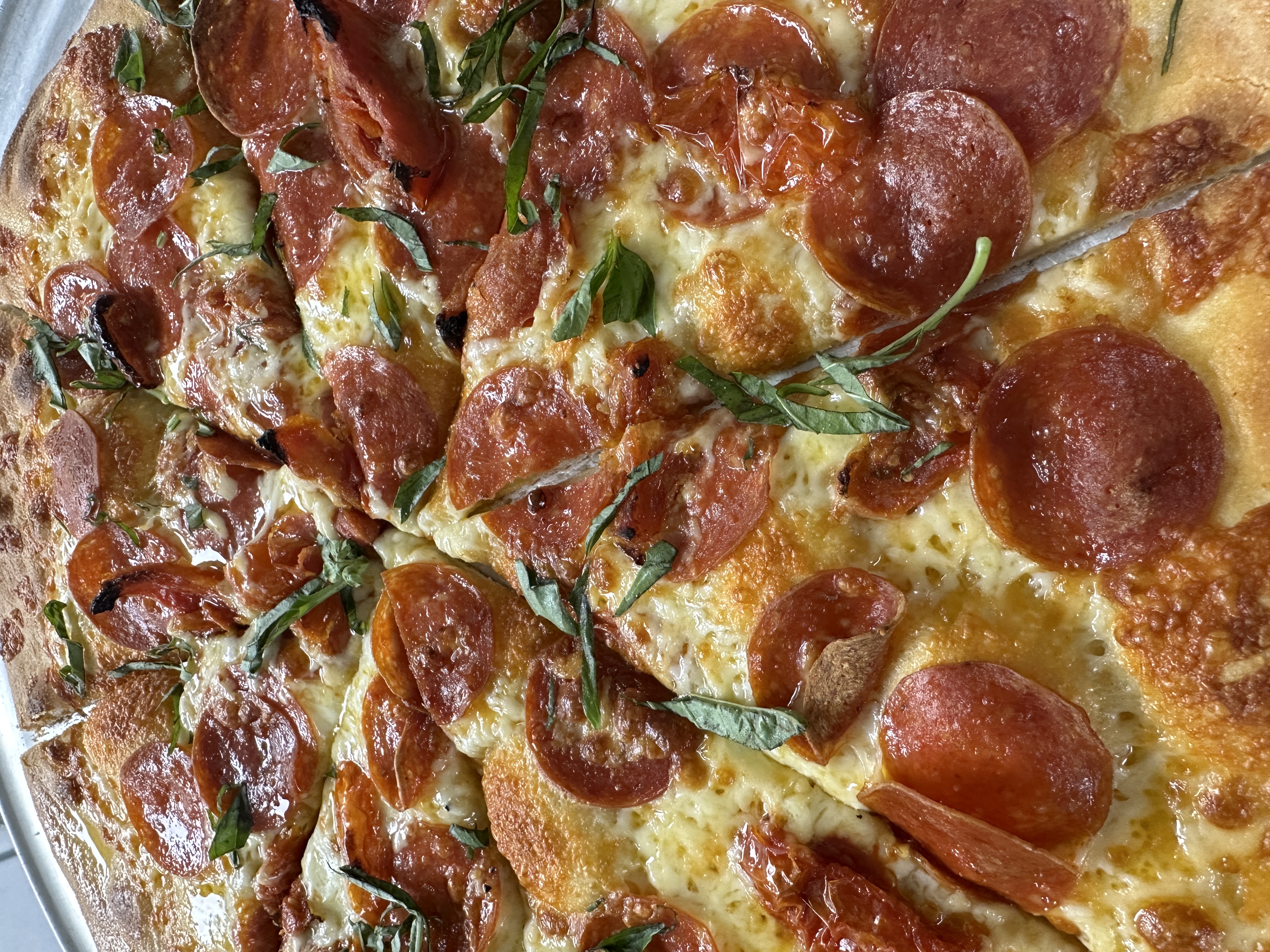a large pepperoni pizza
