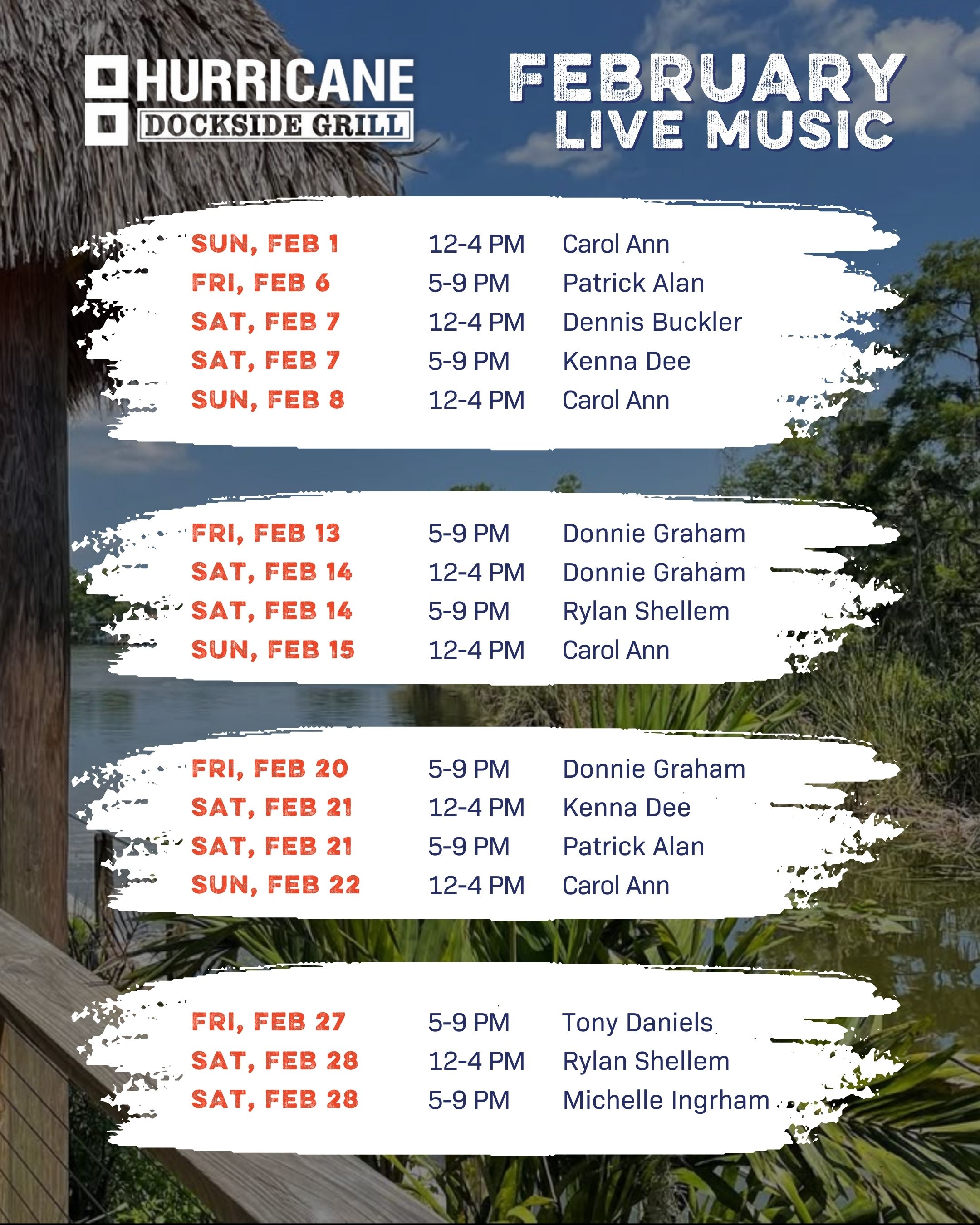 Hurricane Dockside Live Entertainment Calendar