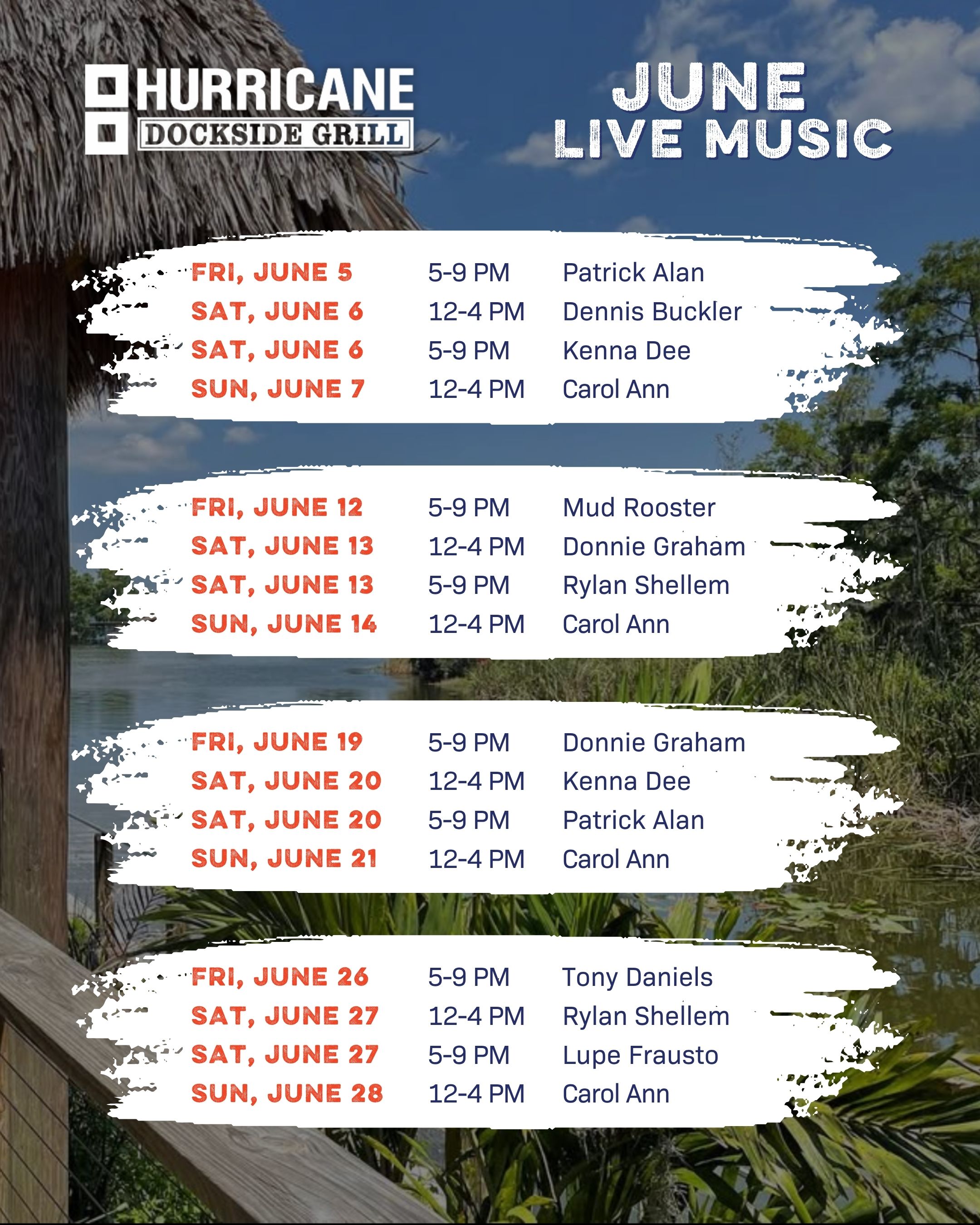 Hurricane Dockside Live Entertainment Calendar