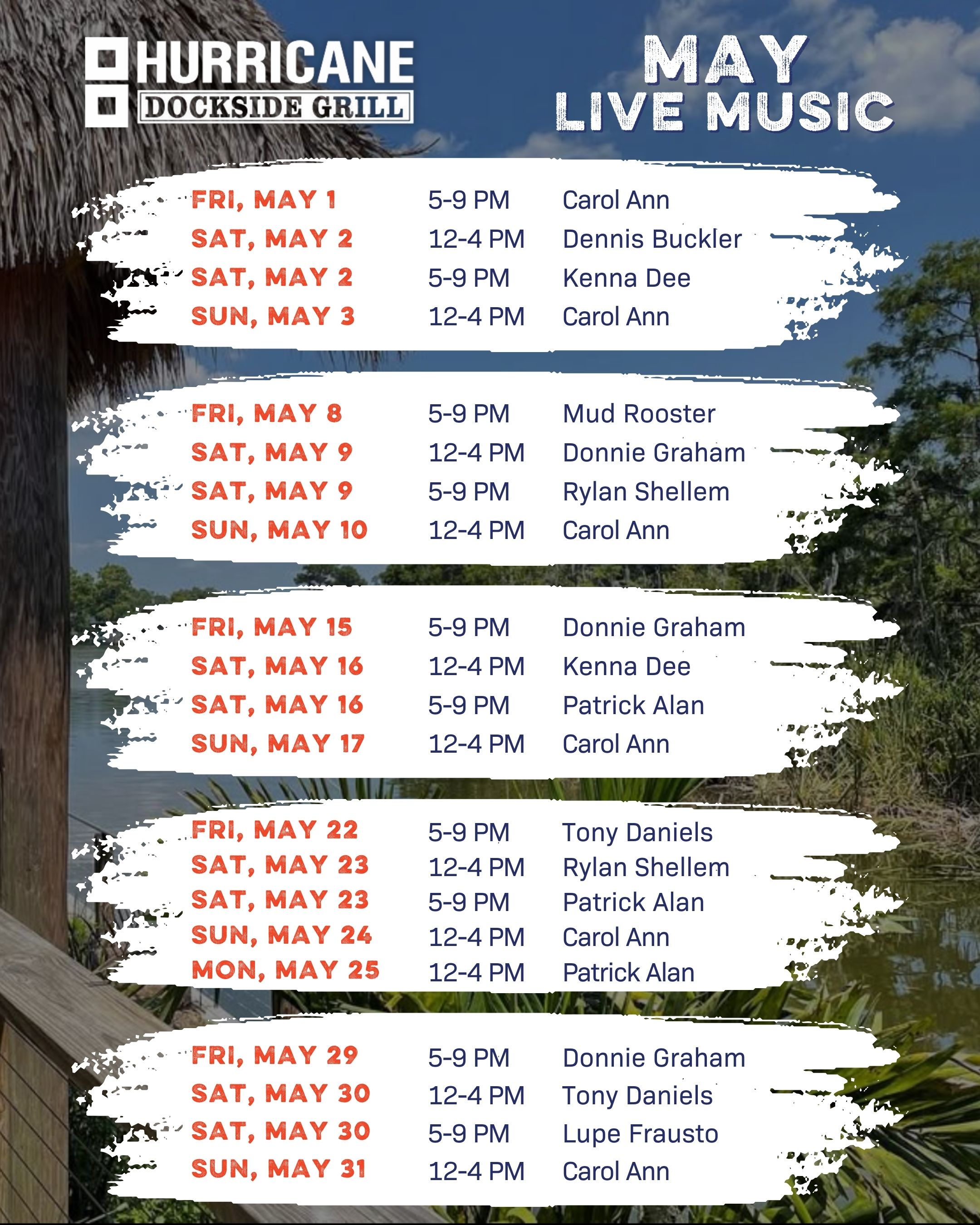 Hurricane Dockside Live Entertainment Calendar