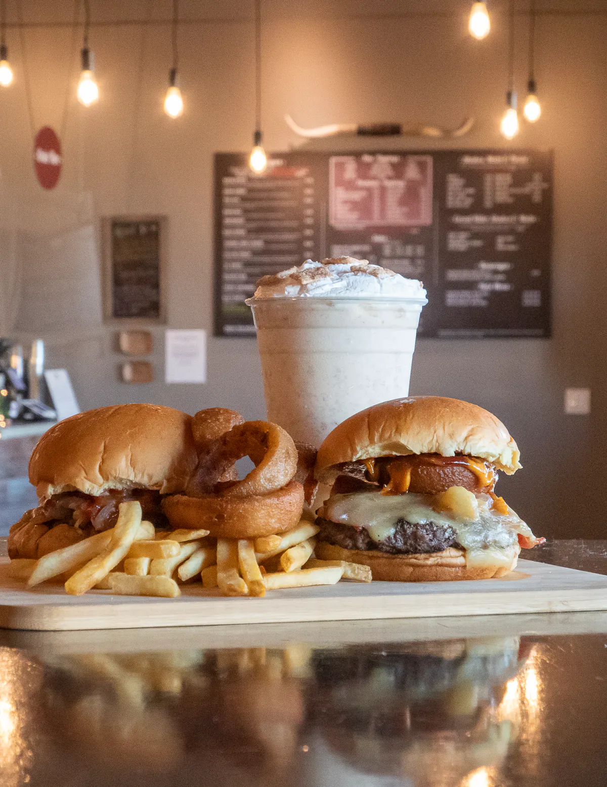 burger and milkshake