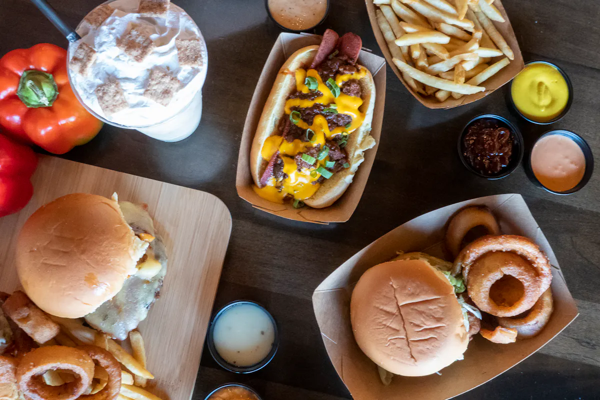 a bunch of food sitting on a table