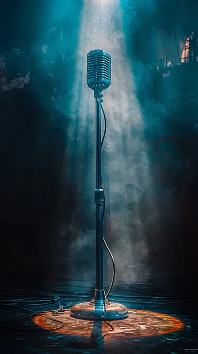 Download Solo Microphone Spotlight Image - Microphone, Stage, Spotlight | StockCake