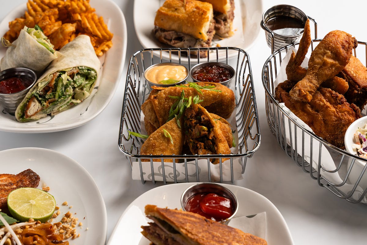 a bunch of different types of food on a plate