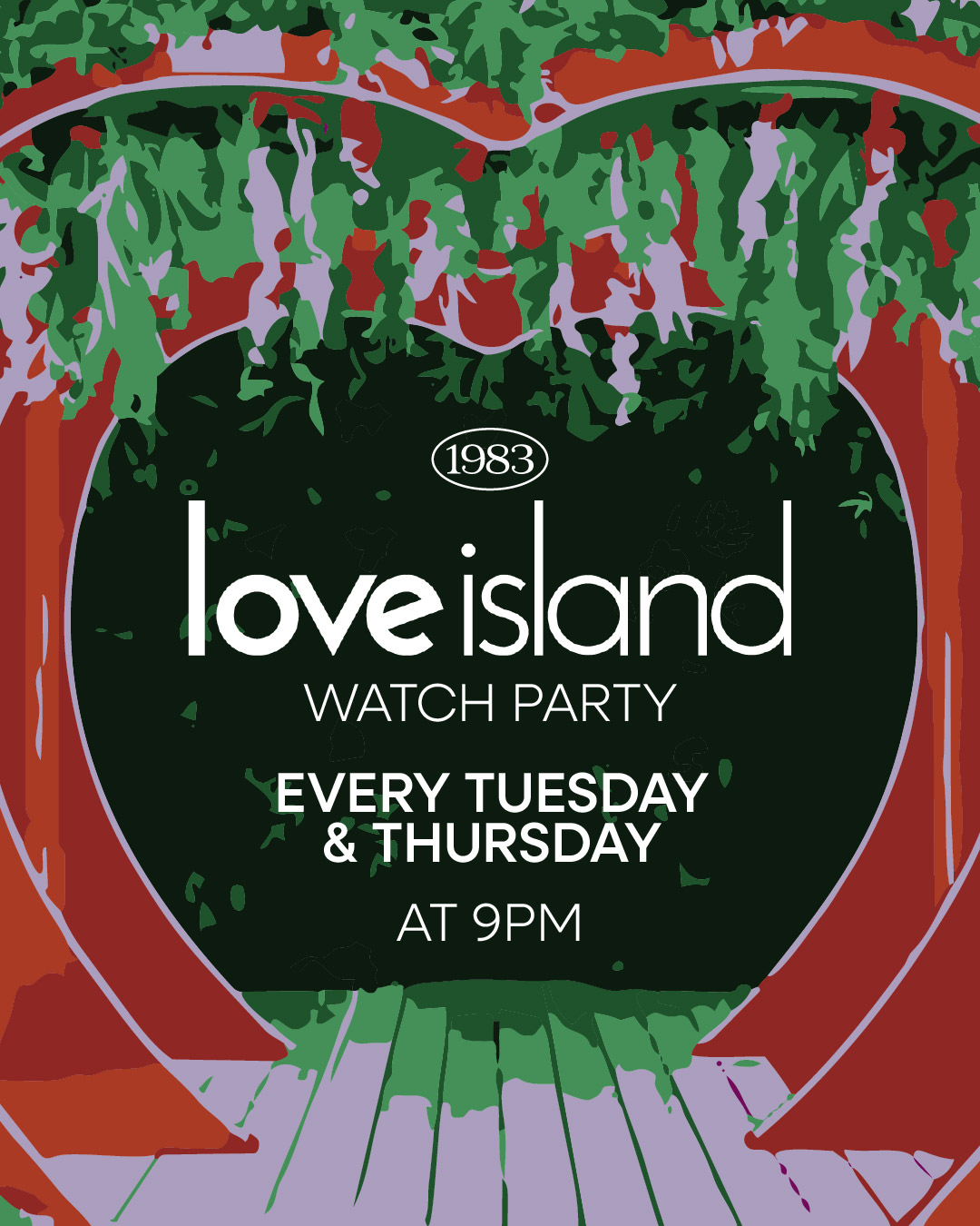 love island watch party graphic