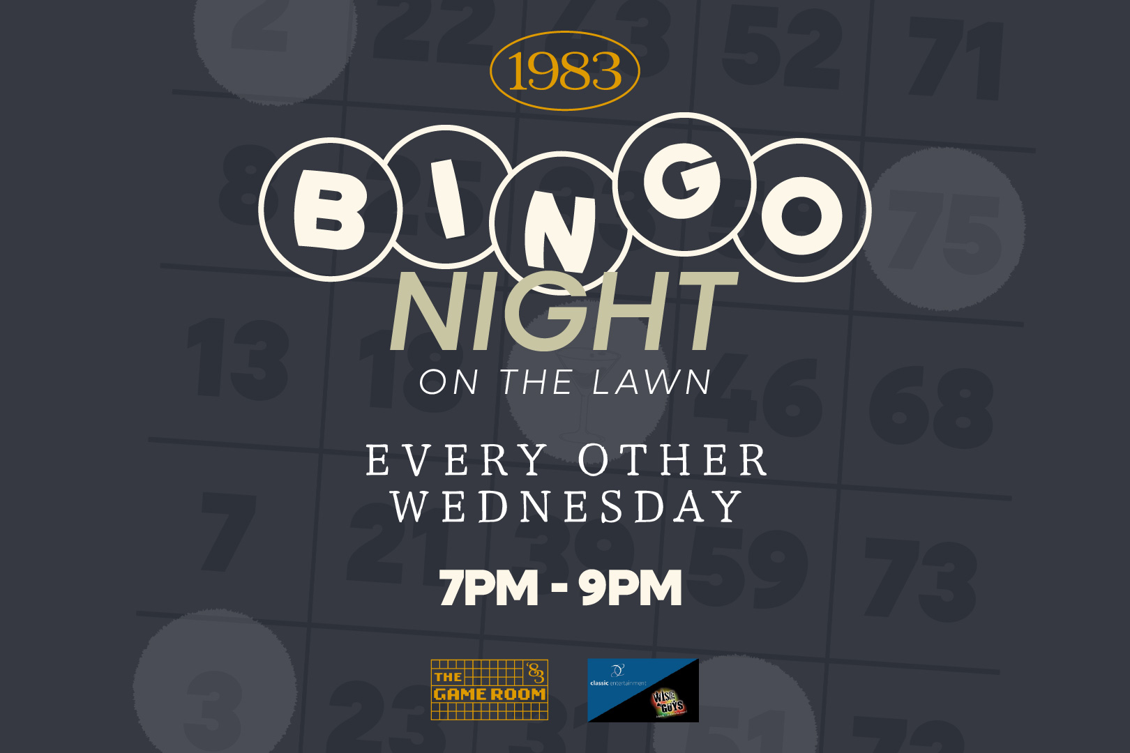 graphic for bingo night happening every other wednesday at 1983.
