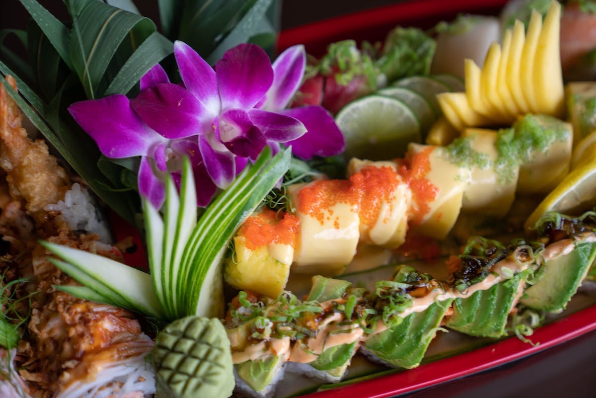 a close up of a plate of food