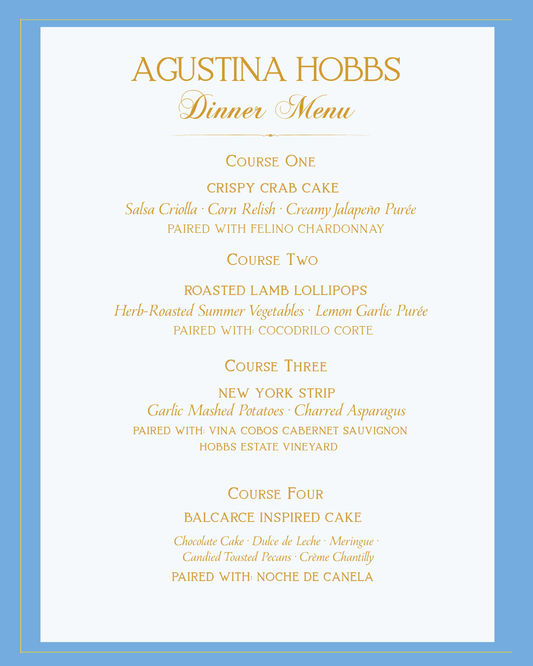 a menu with text on it