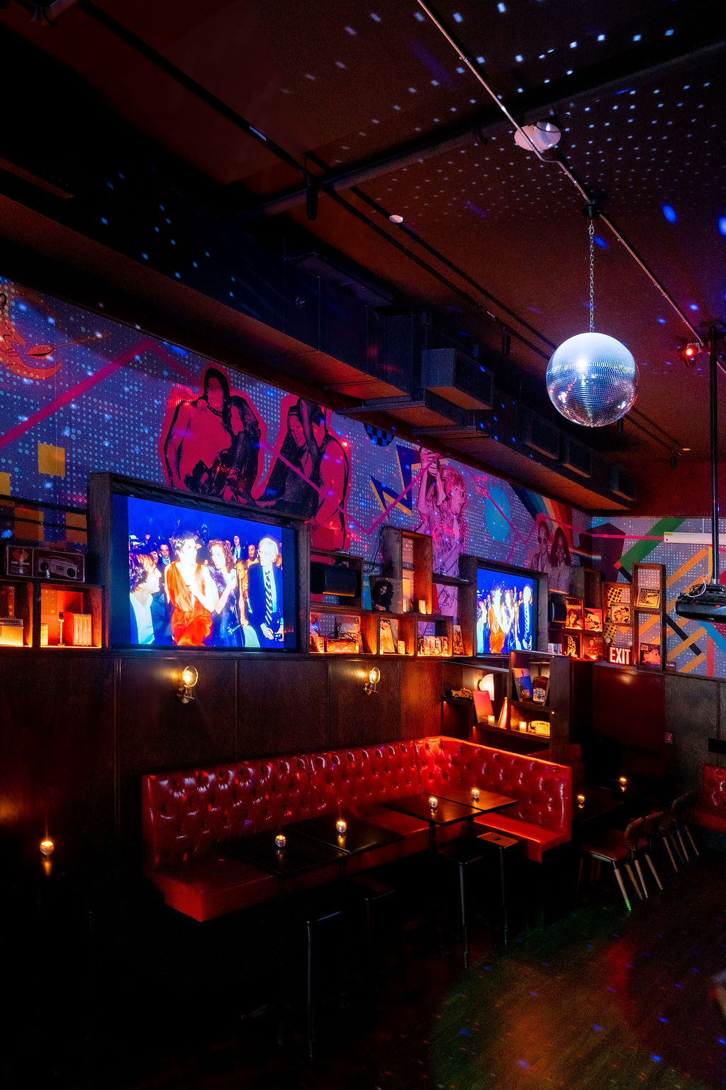 a store front at night