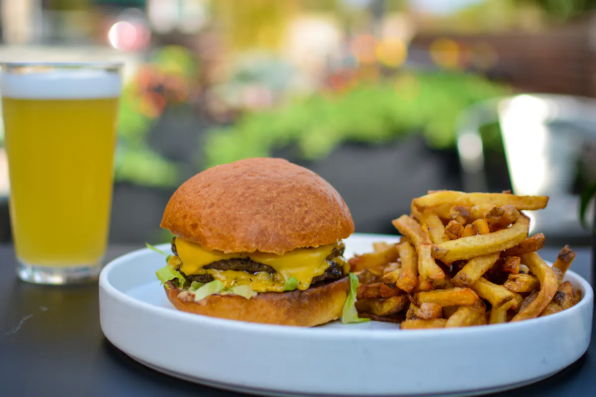 a close up of a sandwich and fries on a plate