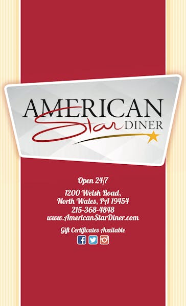 Take Out Menu American Star Diner