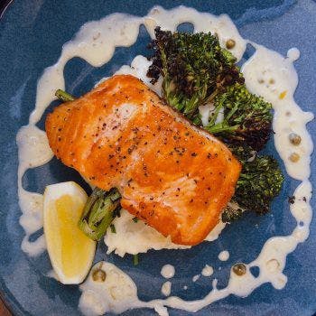 a plate of food with broccoli