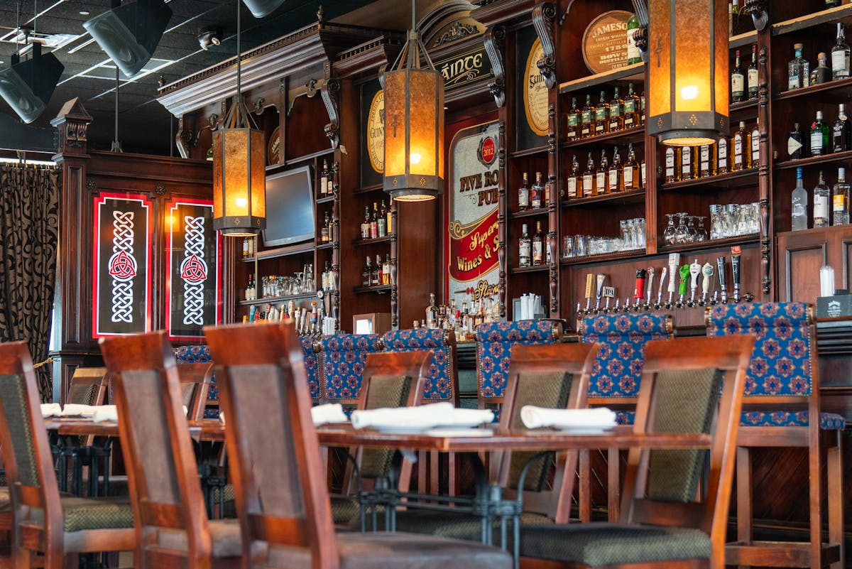 a dining table in a restaurant