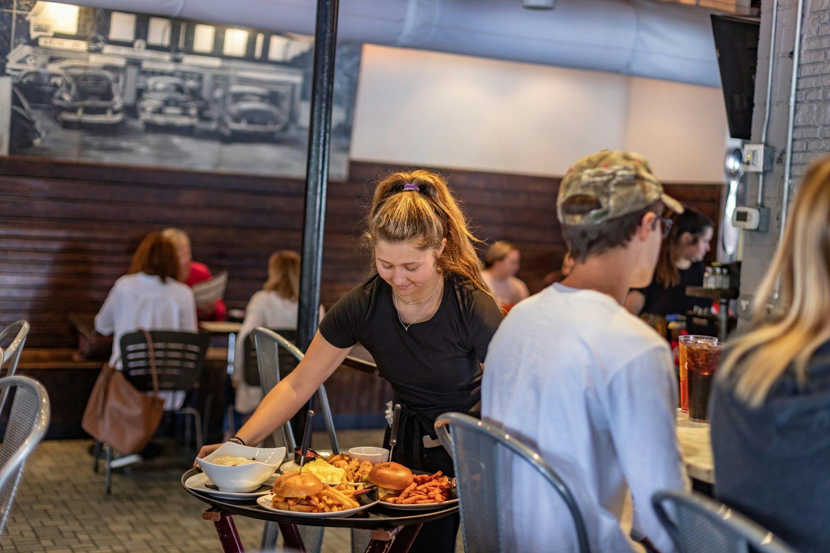 a group of people preparing food inside of it