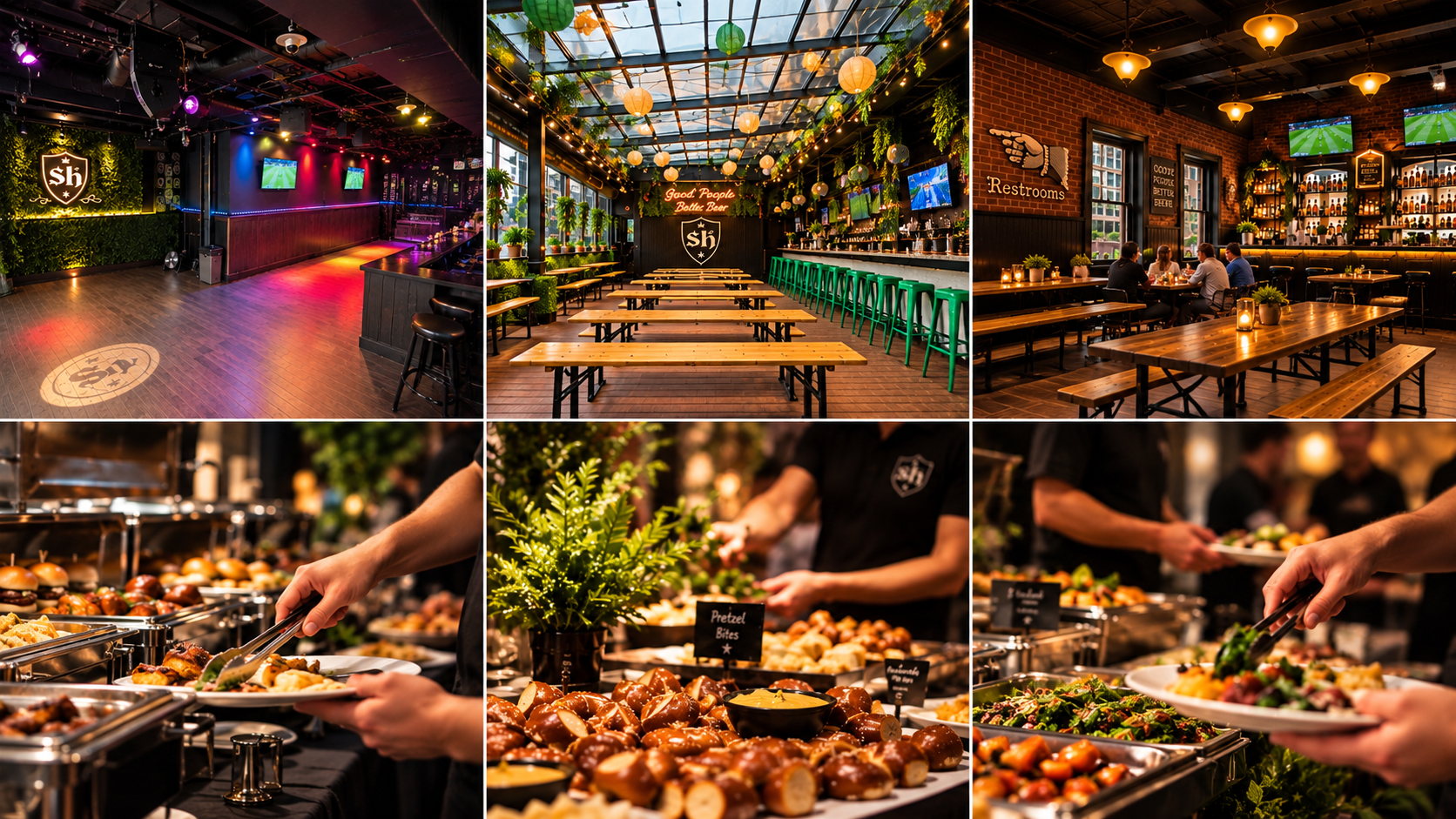 a collage of food in a restaurant