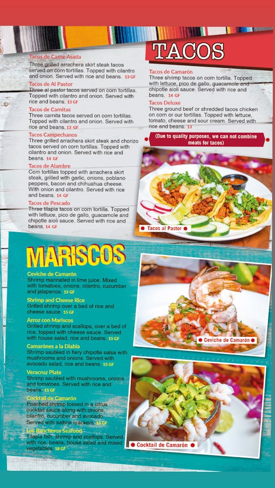 menus los rancheros