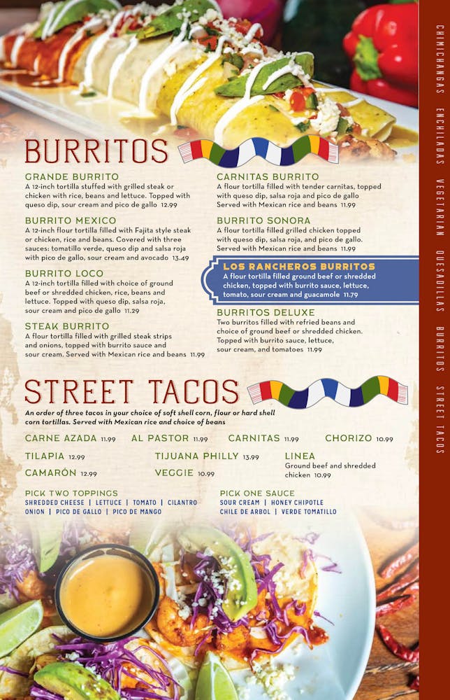 menus backup los rancheros
