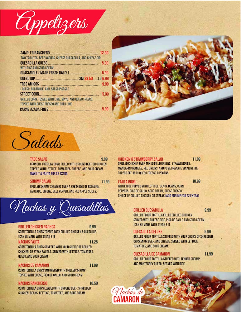 menus backup los rancheros