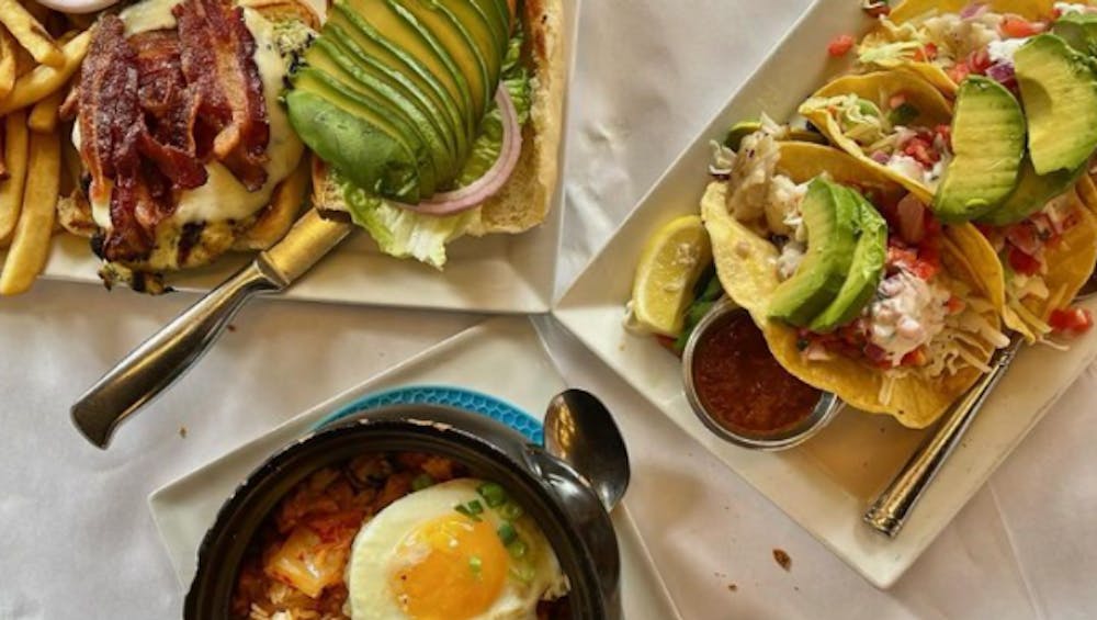 Food presented on a table.