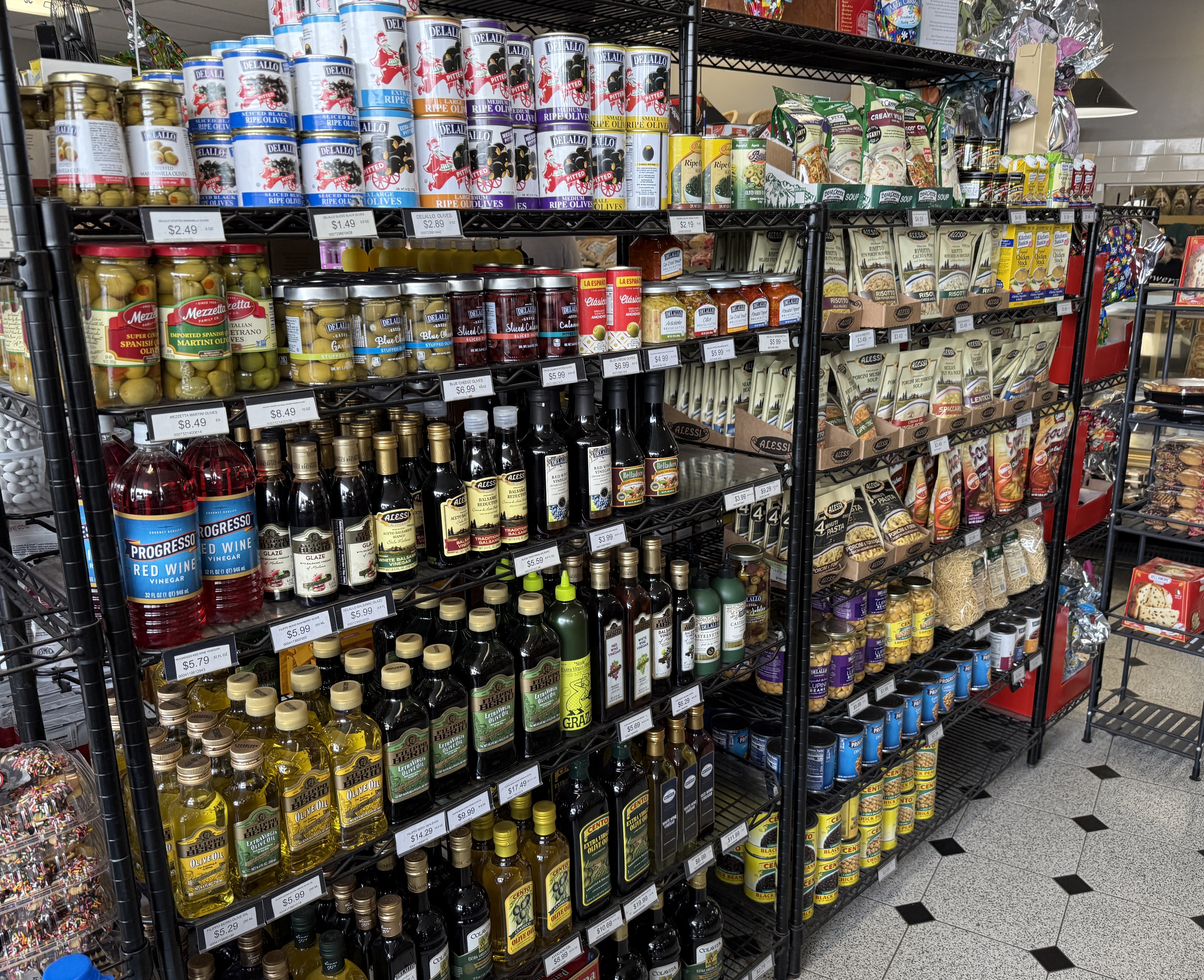 Oils, vinegar, olives, beans, rice, instant soups & more