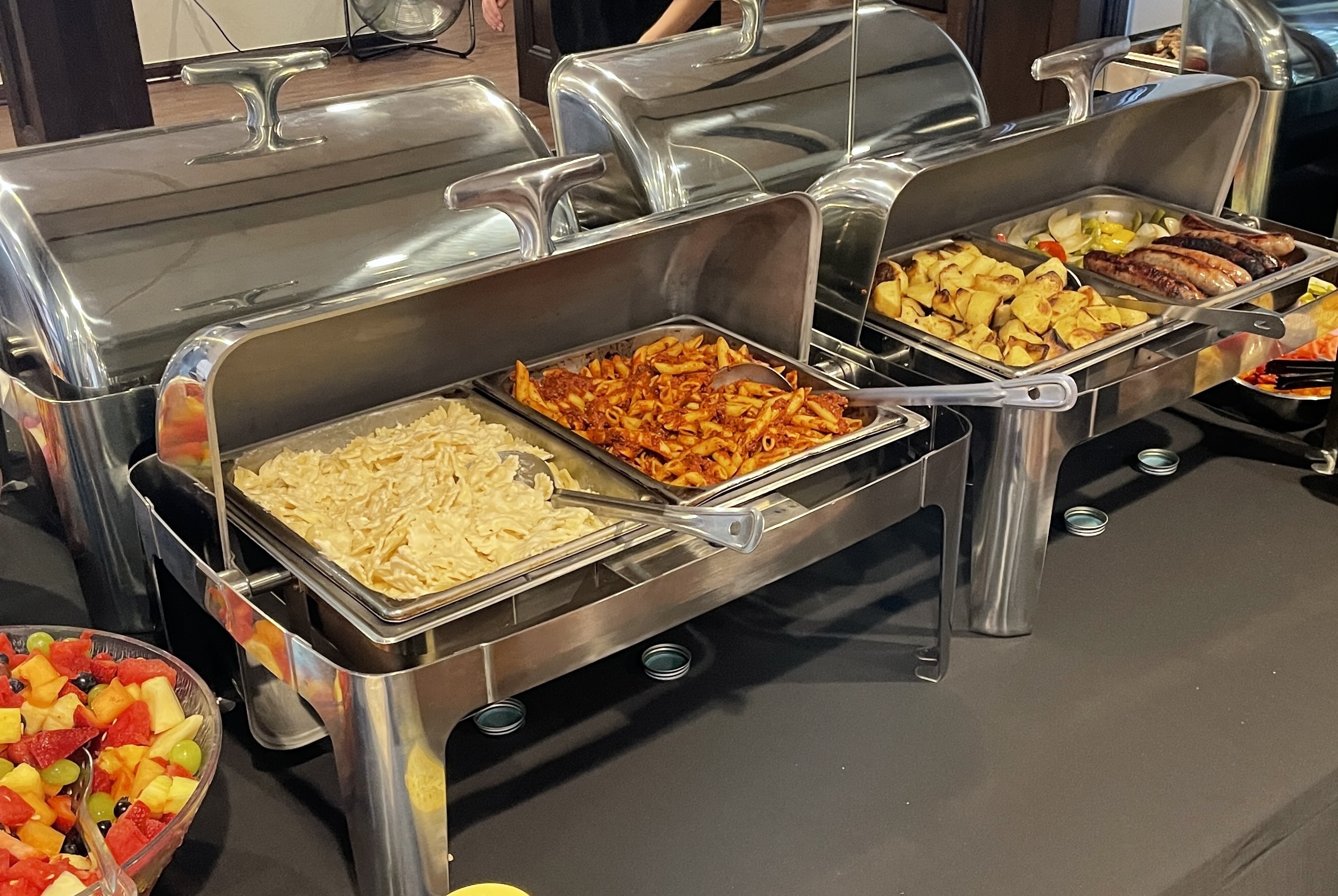 Pasta, Italian sausage, roasted potatoes