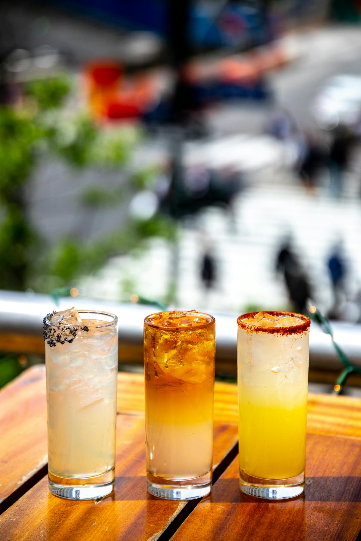 glasses of juices on a table