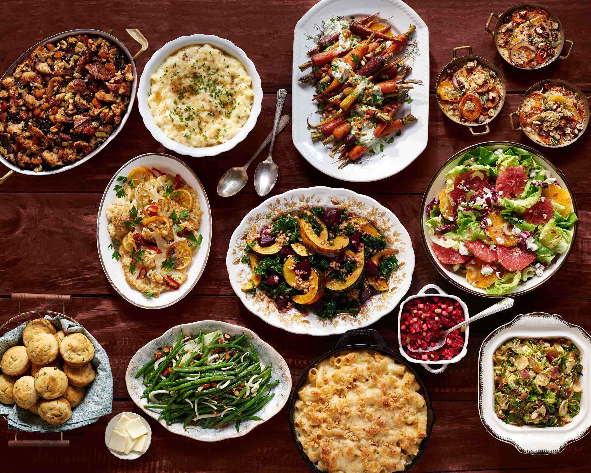 many different types of food on a table