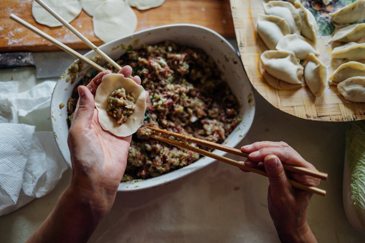 a plate of food with a knife