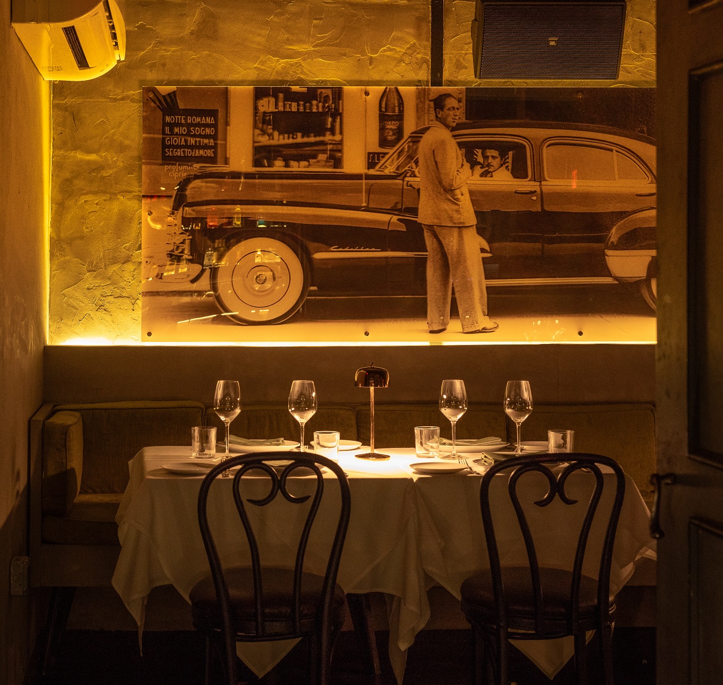 Tucci NYC dining room with warm evening lighting in Manhattan