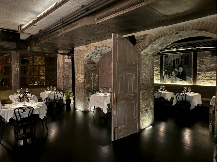 Lower level private event space at Tucci NYC for corporate receptions and team events