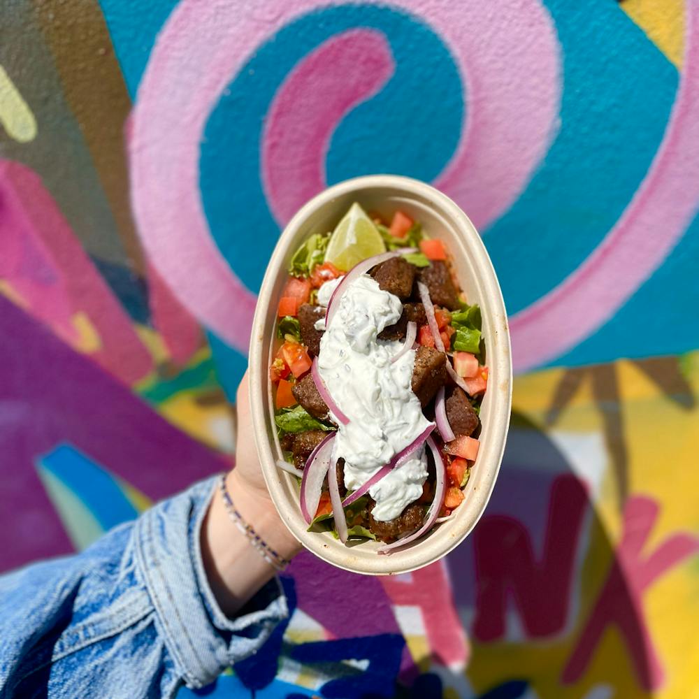 a person that is eating some food