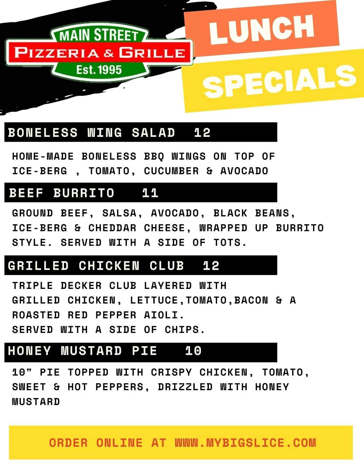 Wyncote & Horsham Specials | Main Street Pizzeria & Grille ...