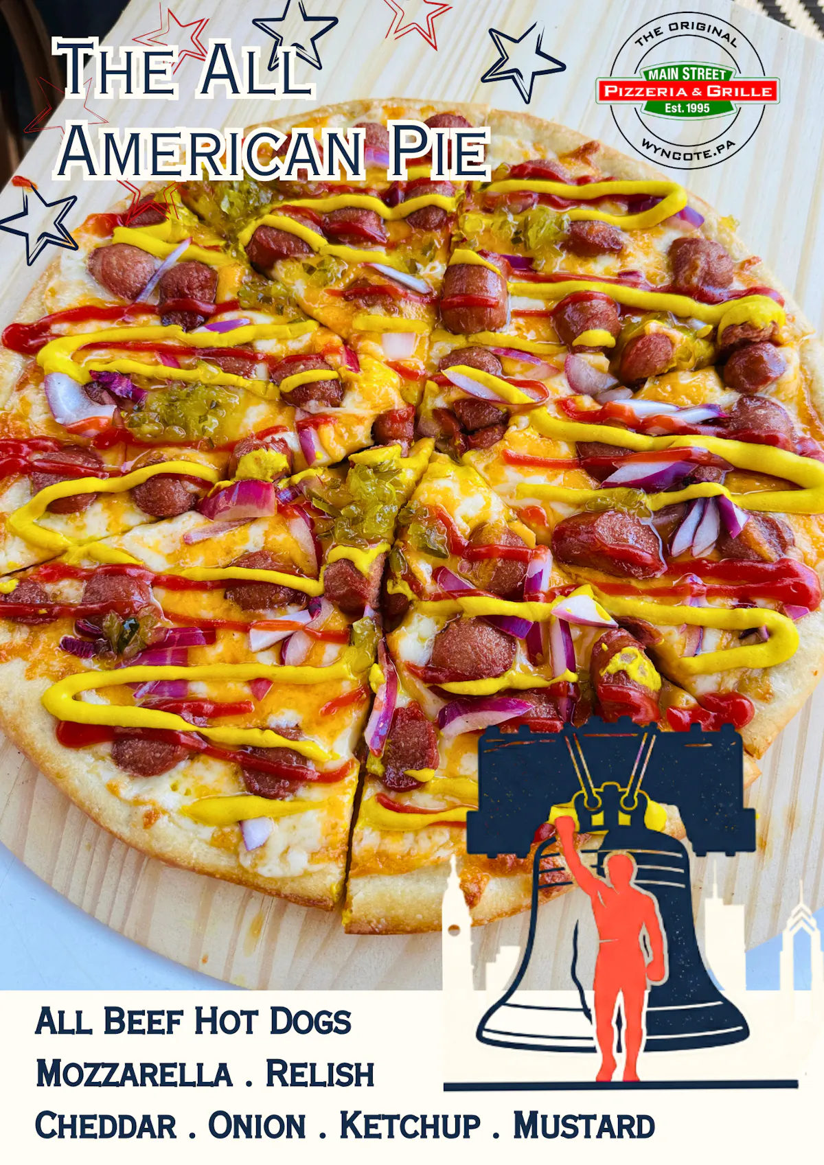 a pizza with toppings on a wooden board