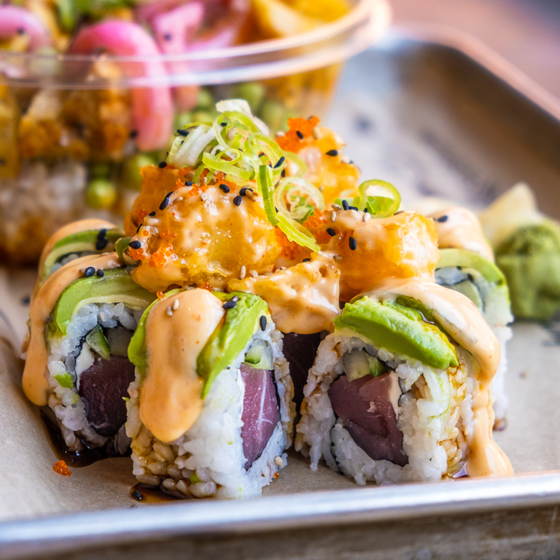a close up of food