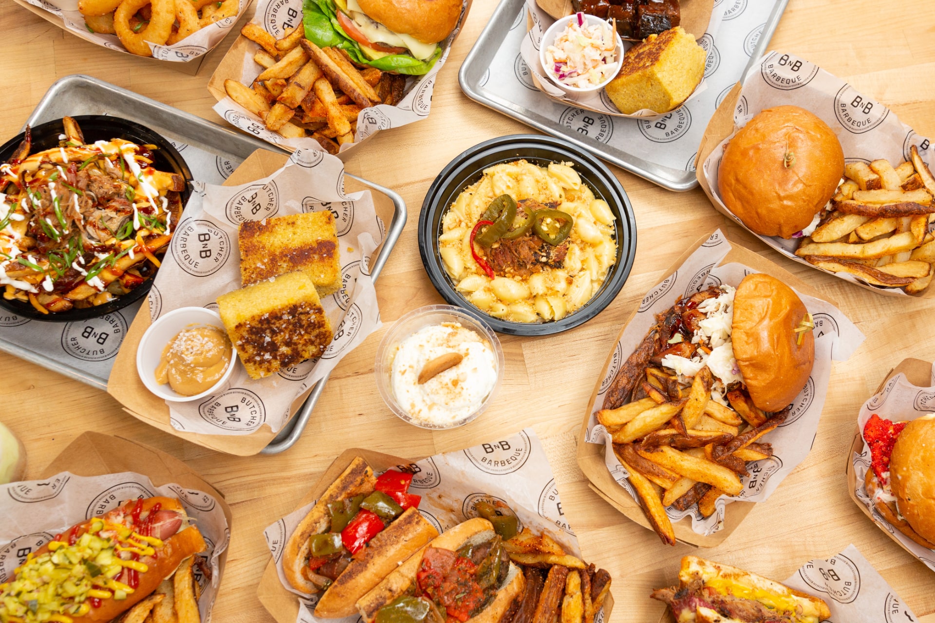 a bunch of food sitting on a table