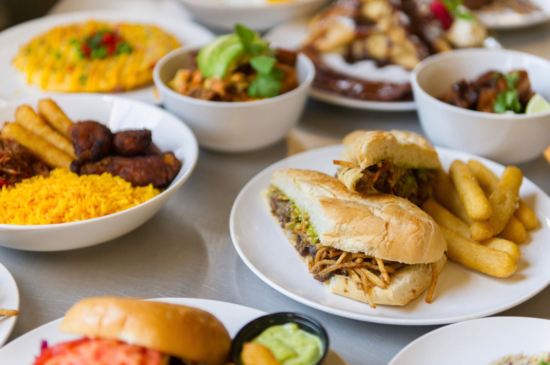 a bunch of food on a plate on a table