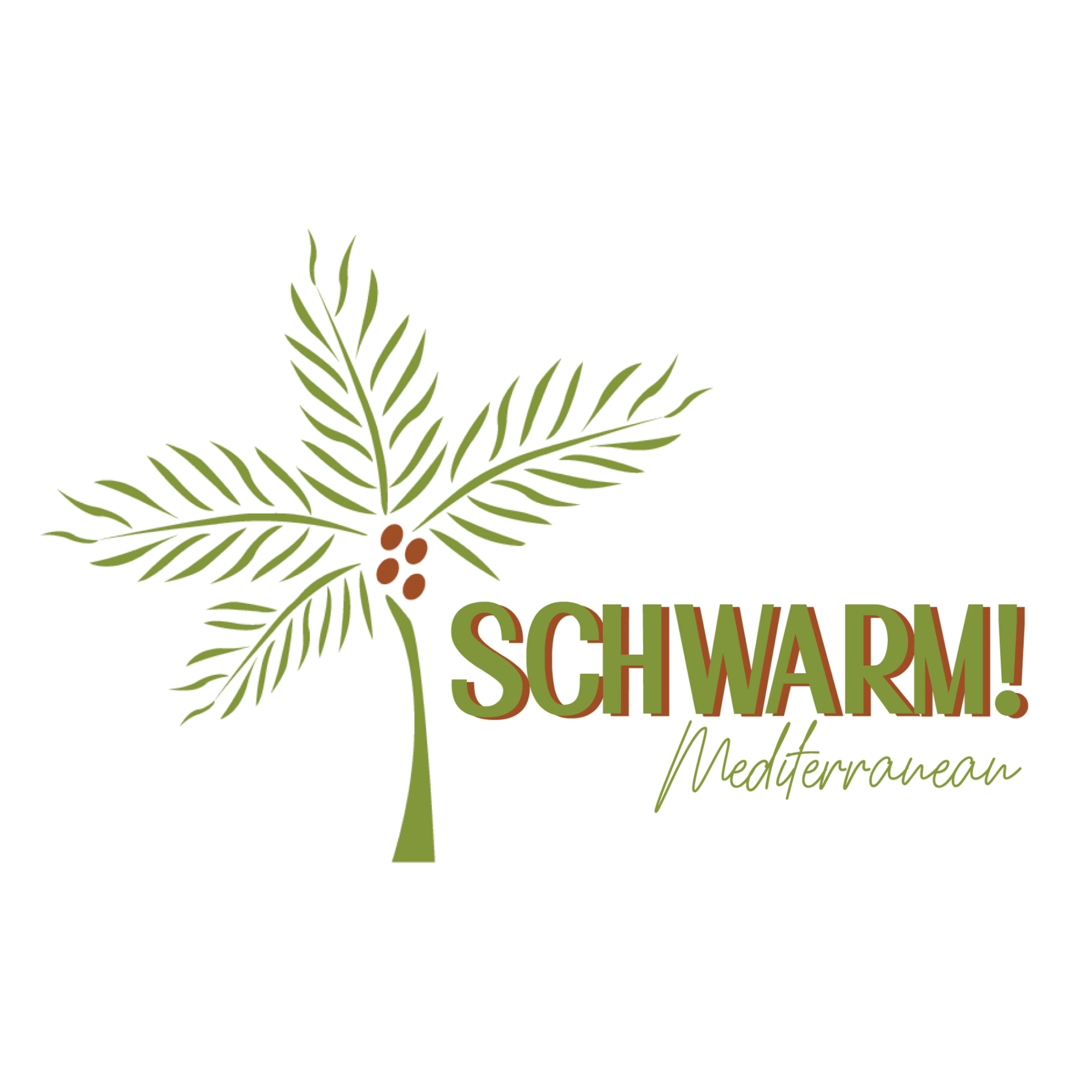 a palm tree with text and leaves