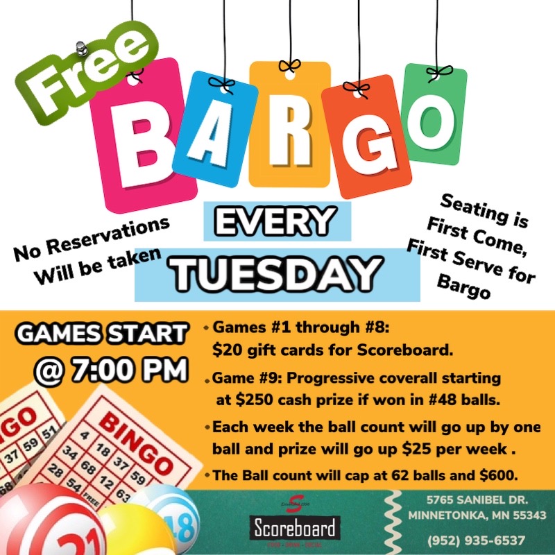 BARGO TUESDAYS! | Scoreboard Bar & Grill